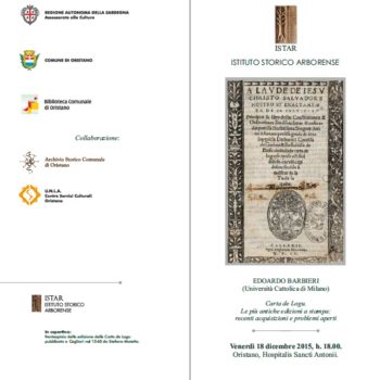 Carta de Logu - Le più antiche edizioni a stampa: recenti acquisizioni e problemi aperti