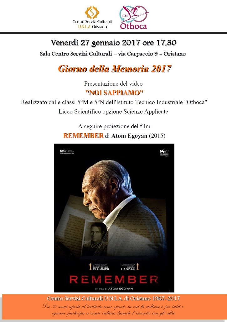 Locandina Giorno della Memoria 2017