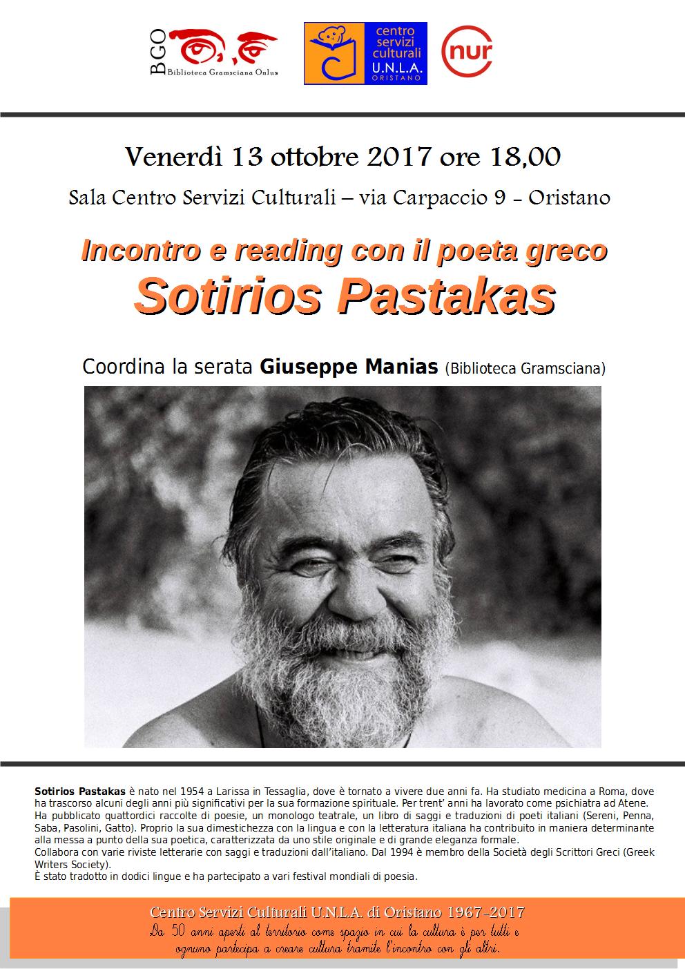 Incontro e reading con il poeta greco Sotirios Pastakas